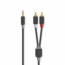 Laidas 3.5mm stereo - 2RCA (K-K) 5m gold Nedis 